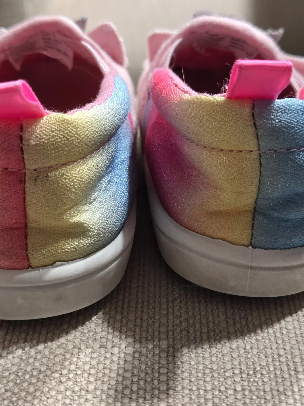 Toddler Pink Cat Slip-On Shoes with Rainbow Trim